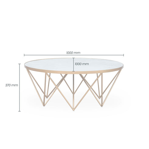 Crofton Round Coffee Table | White Marble Glass